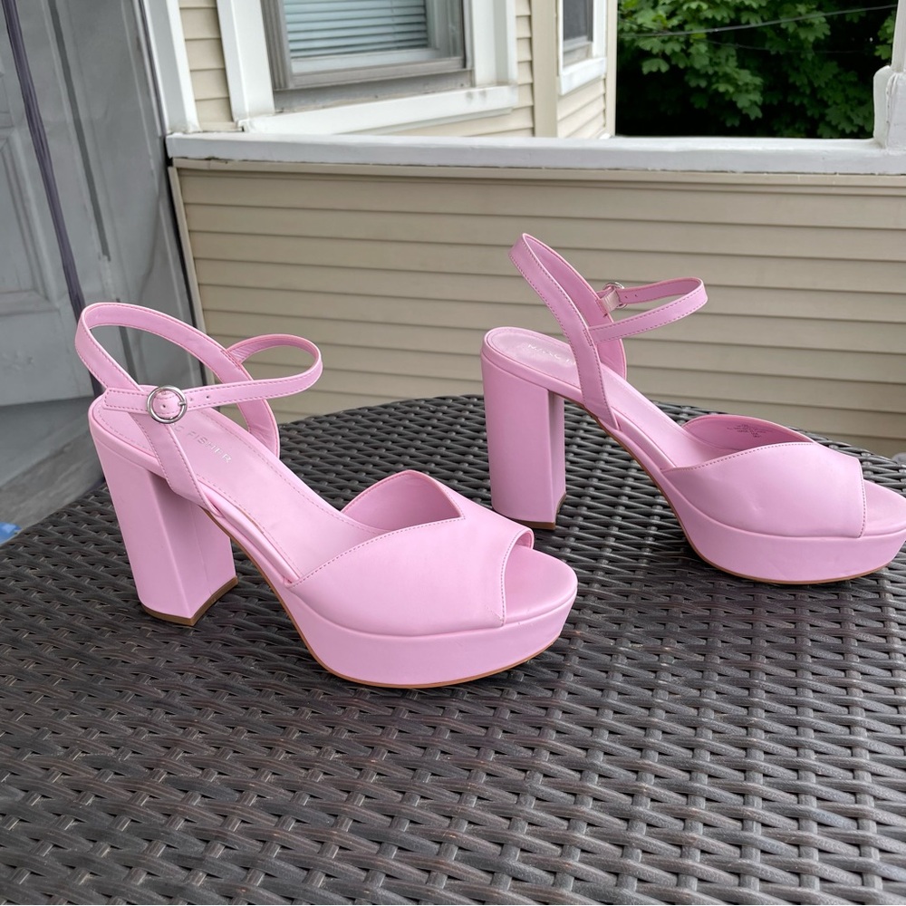 Marc Fisher Pink Dercy Peep Toe Platform Heels Size 10 - Picture 6 of 16